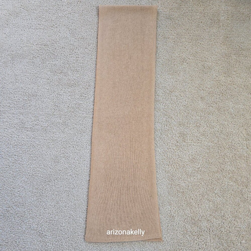 Portolano Cashmere Knit Scarf Tan - Picture 6 of 9